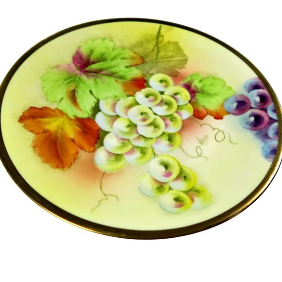 Beyer & Bock Royal Rudolstadt Plate – Hand Painted Grapes, Signed Stein, c1905 - Picture 2 of 6